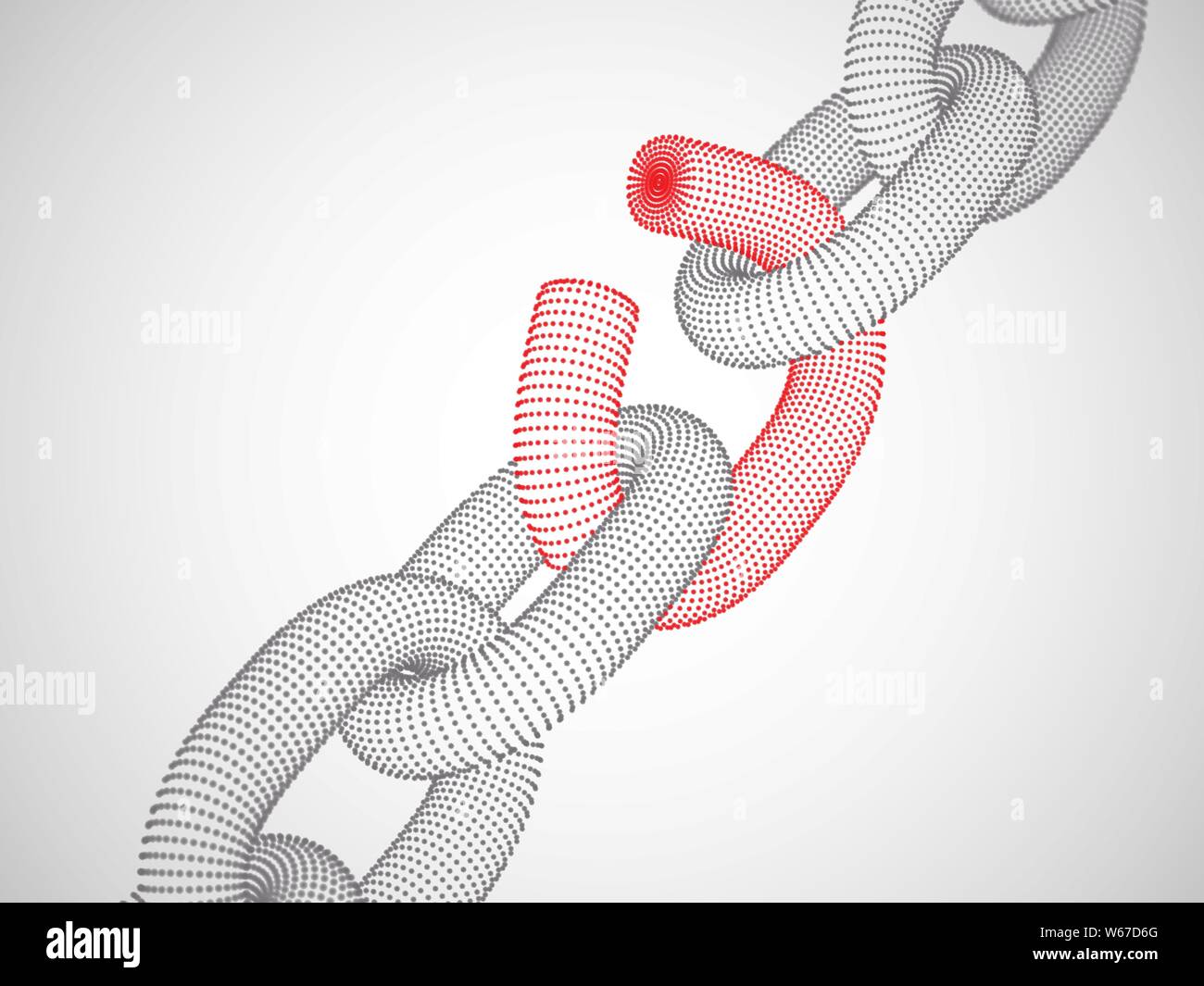Rottura della catena link. Il concetto della tecnologia di protezione dei dati. Illustrazione Vettoriale