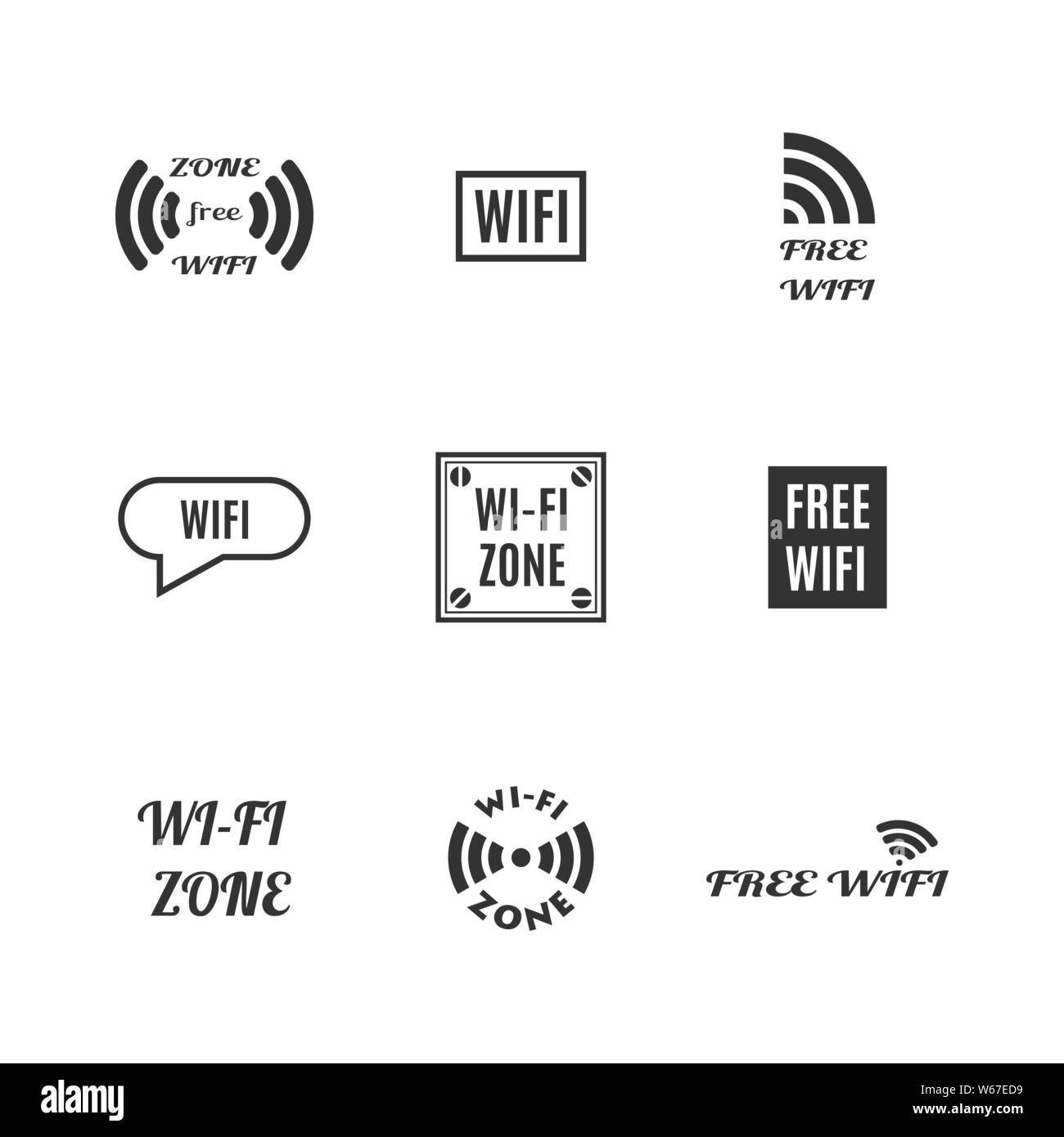 Set di varie icone senza fili isolati su uno sfondo bianco. In stile appartamento, illustrazione vettoriale. Illustrazione Vettoriale