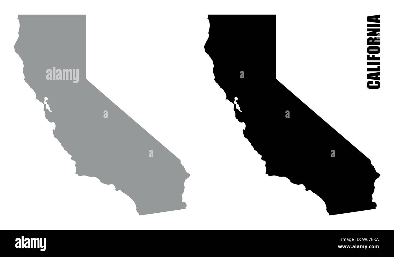 California mappe silhouette isolati su sfondo bianco Illustrazione Vettoriale