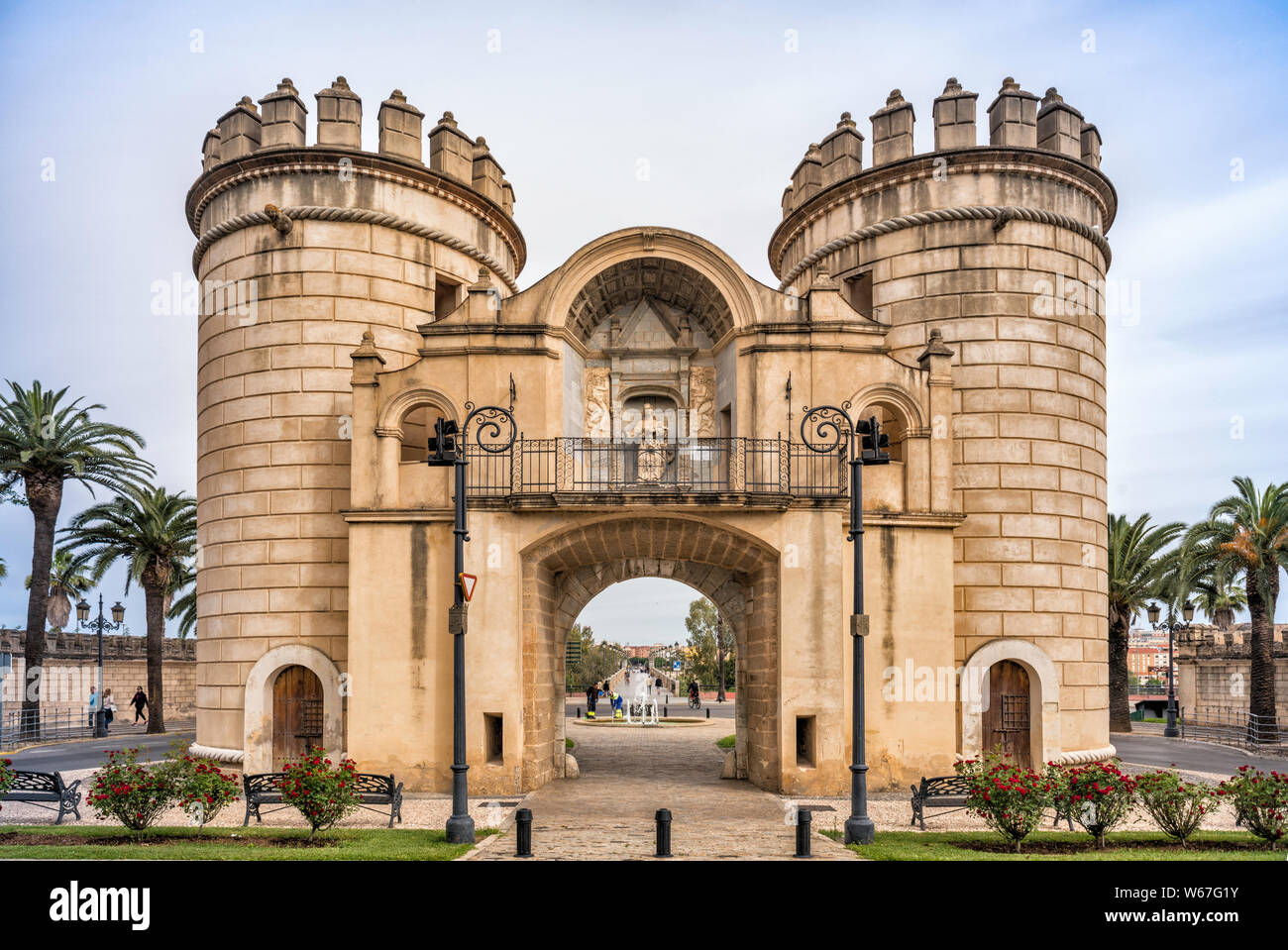 Puerta de Palmas (palmi Gate), XVI secolo, a Badajoz, provincia di Badajoz, Estremadura, Spagna Foto Stock