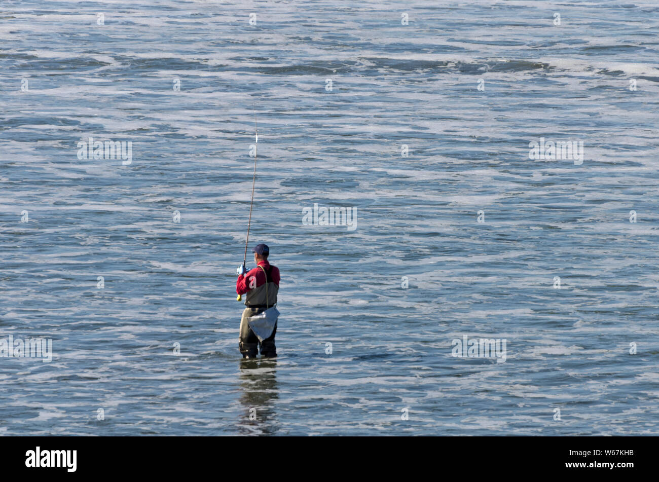 O: Lincoln County, costa del Pacifico, area Yachats Yachats, parco dello stato. Pesca sul surf Foto Stock