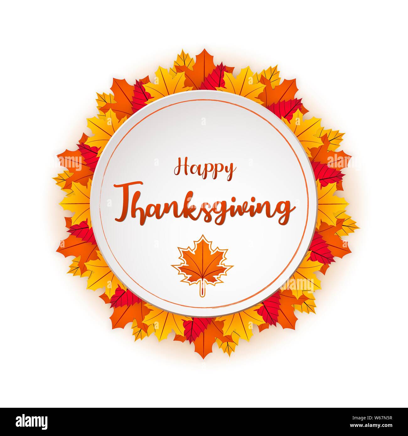 Felice giorno del ringraziamento lo sfondo con foglie di autunno Illustrazione Vettoriale