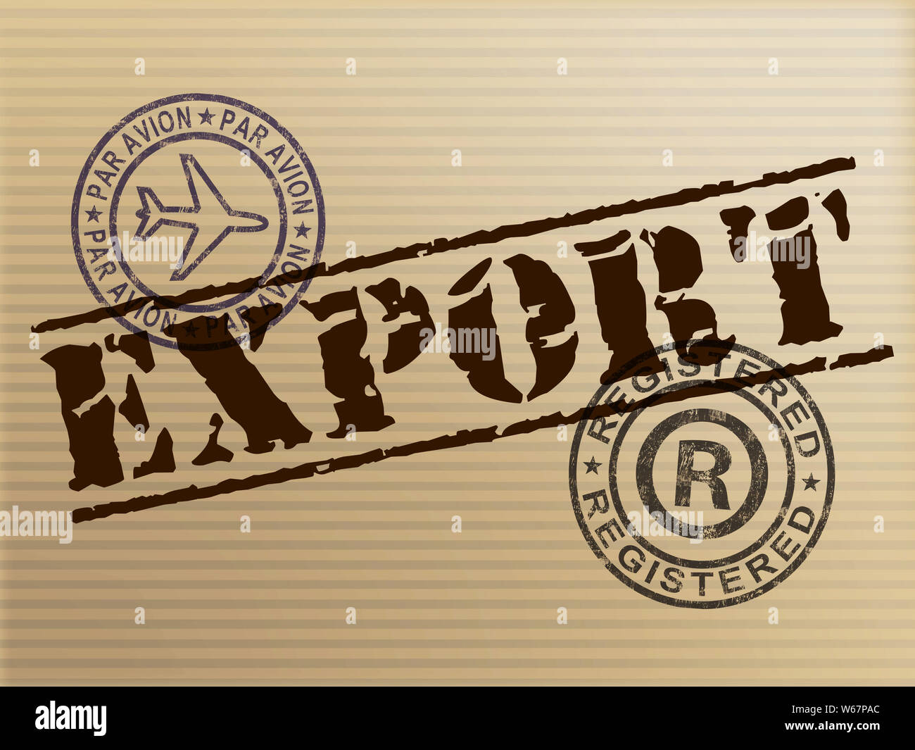 Concetto di esportazione icona che mostra l' esportazione delle merci e prodotti. Consegna all'ingrosso LOGISTICA E SPEDIZIONI - 3d illustrazione Foto Stock