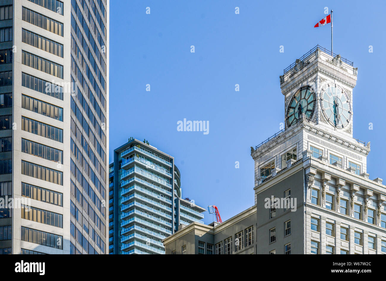 Blocco di Vancouver clocktower, Vancouver, British Columbia, Canada Foto Stock