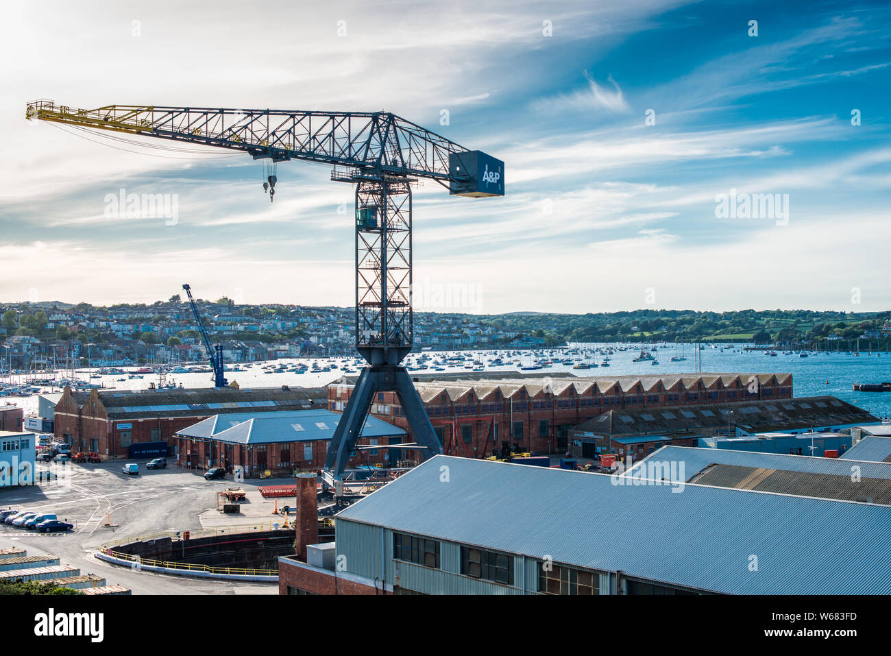 Falmouth Pendennis Shipyard e dock, Cornwall, Inghilterra, Regno Unito. Foto Stock
