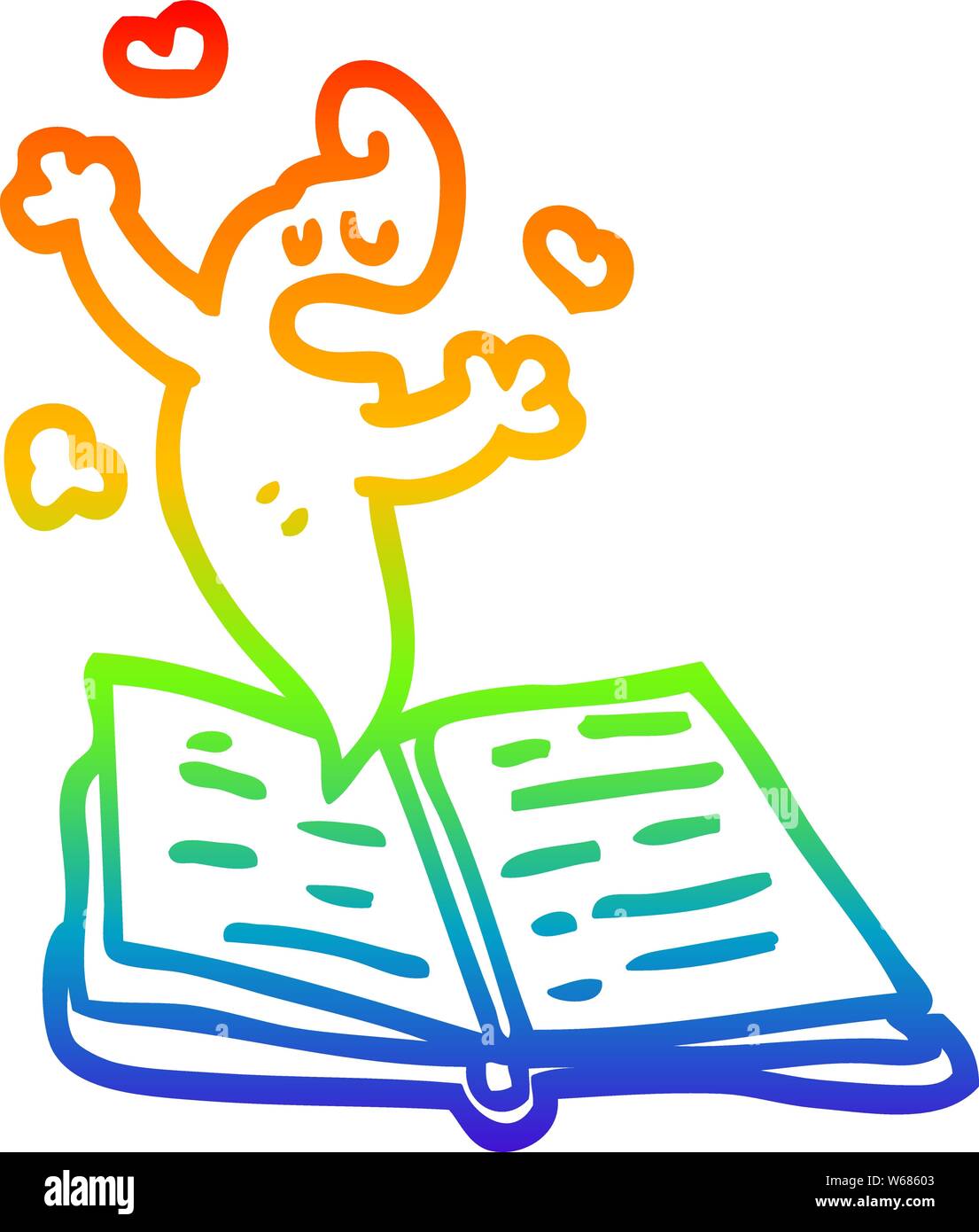 Rainbow linea di sfumatura di disegno di un cartoon Ghost Story Illustrazione Vettoriale