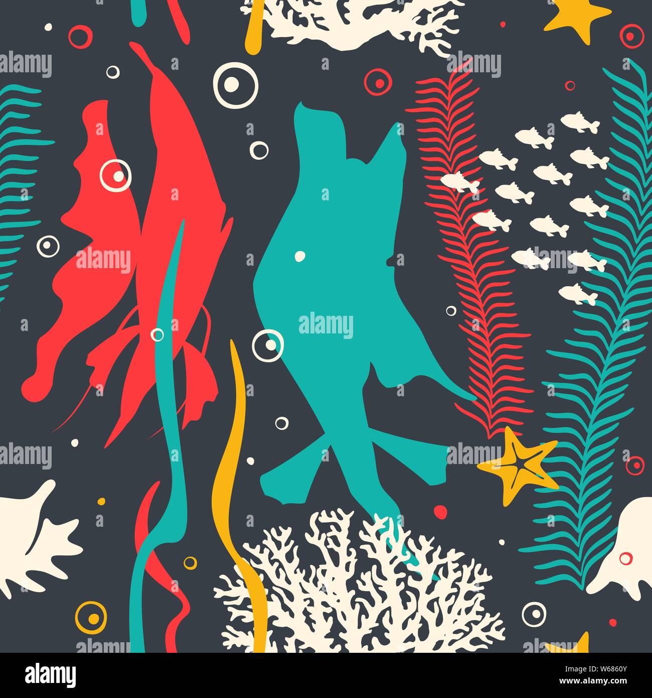 Il mondo subacqueo di pattern senza giunture Illustrazione Vettoriale