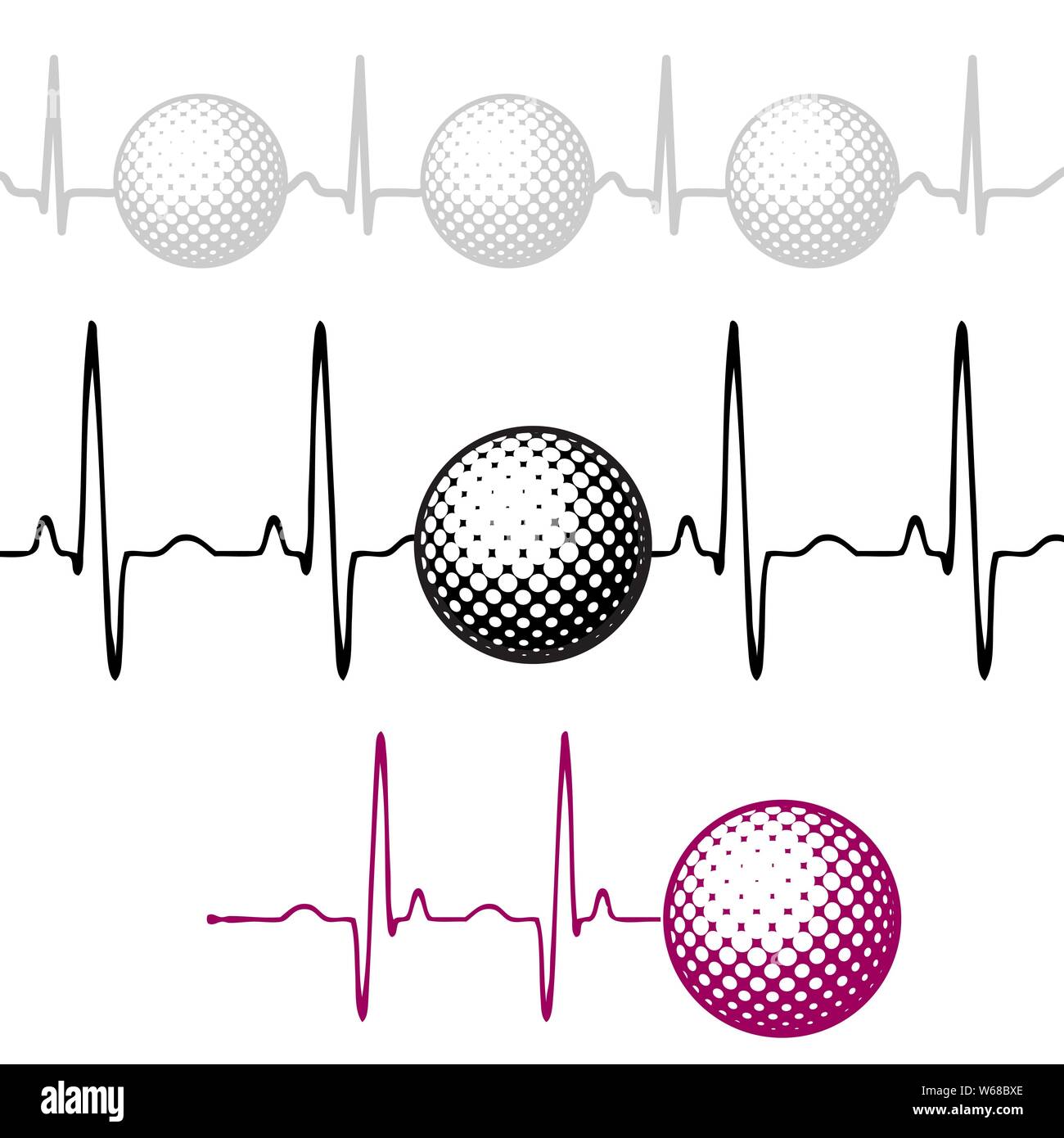 Set di tre differenti onde a impulsi con palline da golf Illustrazione Vettoriale