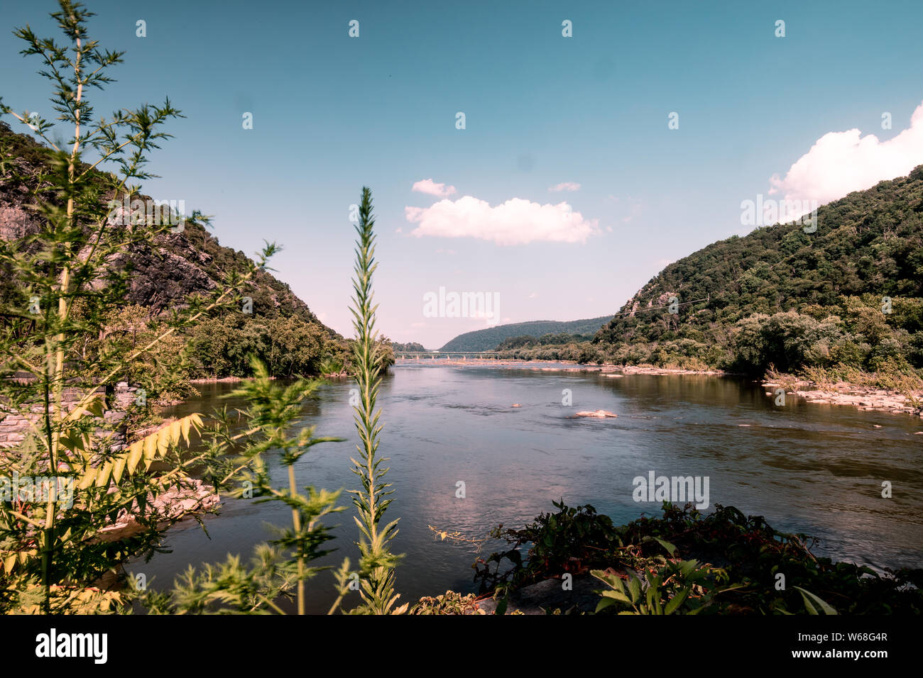 Harpers Ferry dove si incontrano il fiume Potomac e Shenandoah Foto Stock