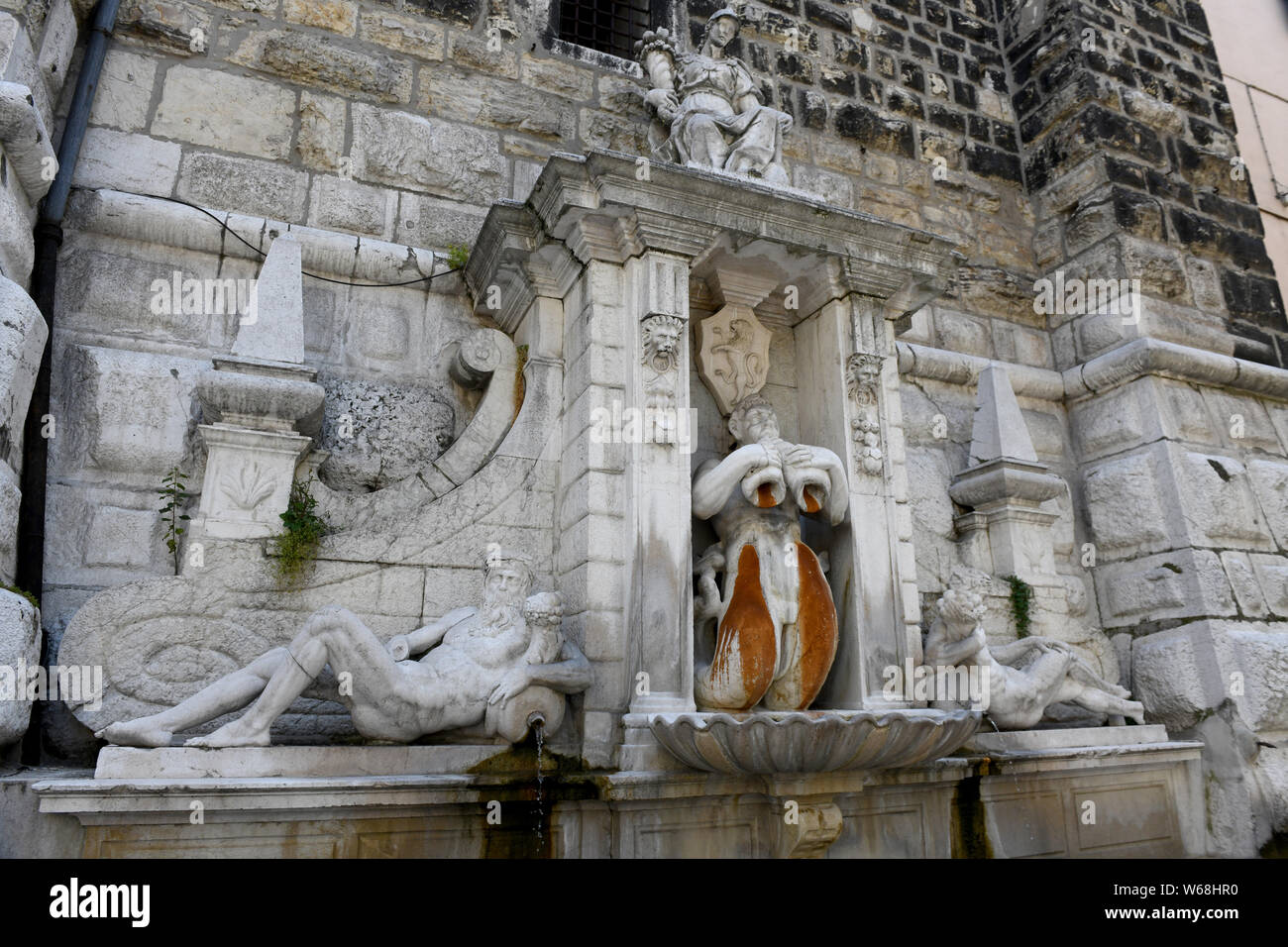 Fontana di acqua di Brescia, Lombardia, Italia, Europa Foto Stock