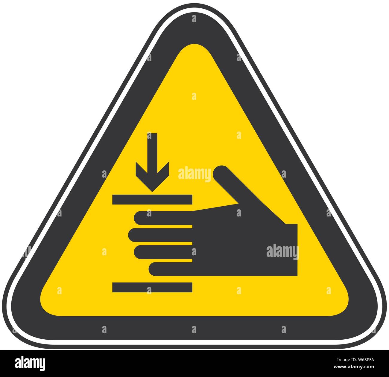 Triangolo di avvertimento giallo simbolo di pericolo, illustrazione vettoriale Illustrazione Vettoriale