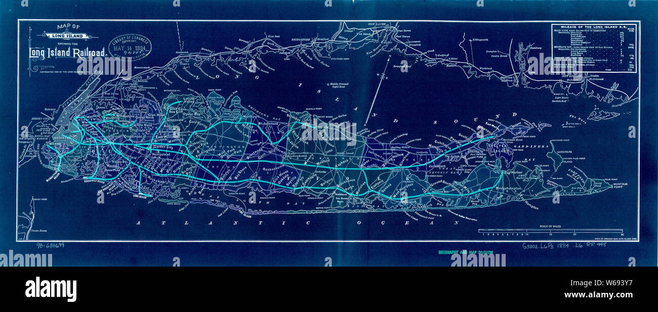 0292 Railroad Maps Mappa di Long Island che mostra la lunga isola inverte la ricostruzione e la riparazione Foto Stock