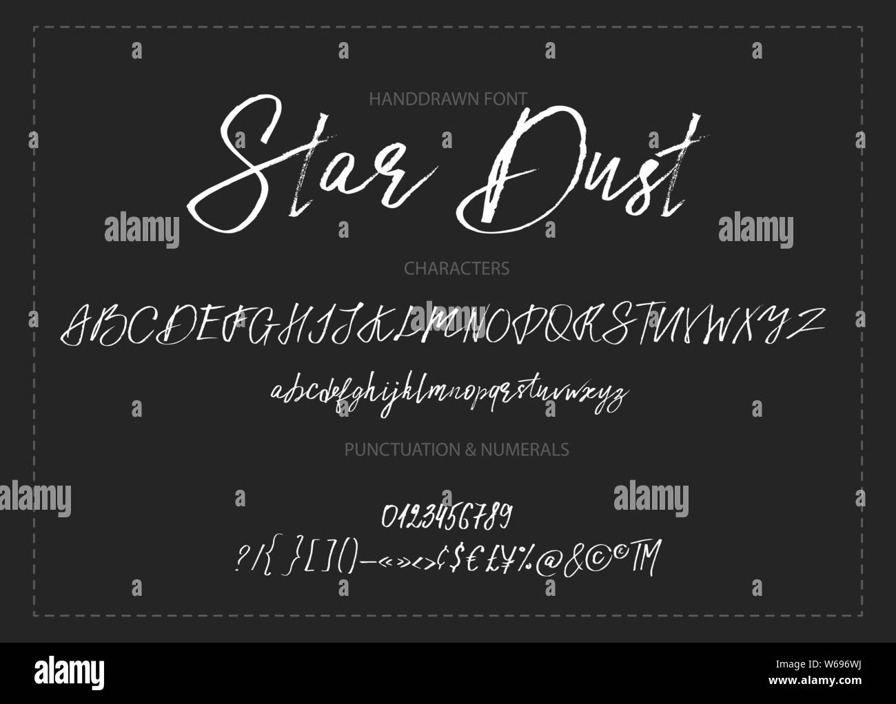 Polvere Di Stelle Handdrawn Calligrafica Font Vettoriali Angoscia Grunge Texture La Calligrafia Moderna Immagine E Vettoriale Alamy
