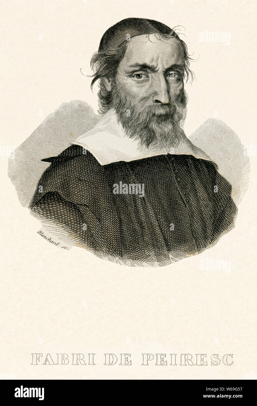 Europa, Frankreich, Var, Belgentier, Nicolas-Claude Fabri de Peiresc, französischer Gelehrter, Stahlstich, gestochen von Blanchard, um 1.830 er Jahre ? / Europa, Francia, Var, Belgentier, Nicolas-Claude Fabri de Peiresc, Francese savant, acciaio incisione di Blanchard , intorno 1830th ? Foto Stock