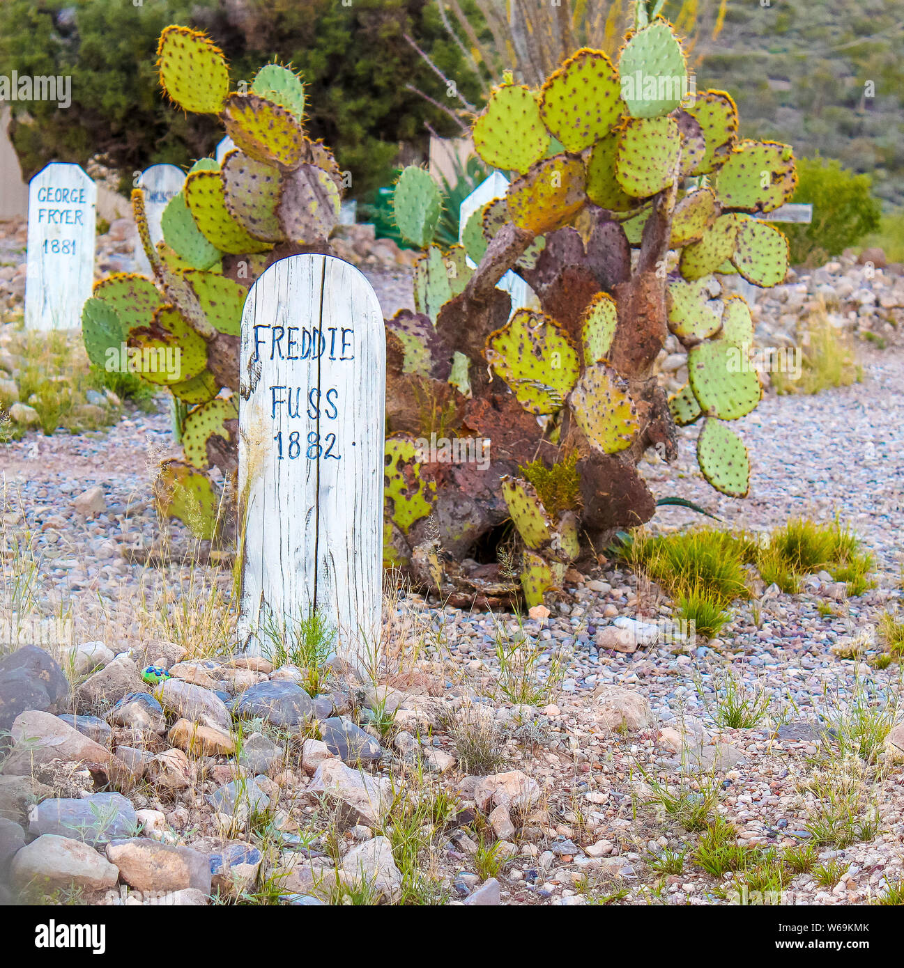 Cimitero Boothill Freddie polverone. Oggetto contrassegnato per la rimozione definitiva Arizona - 2 Novembre 2018 Foto Stock