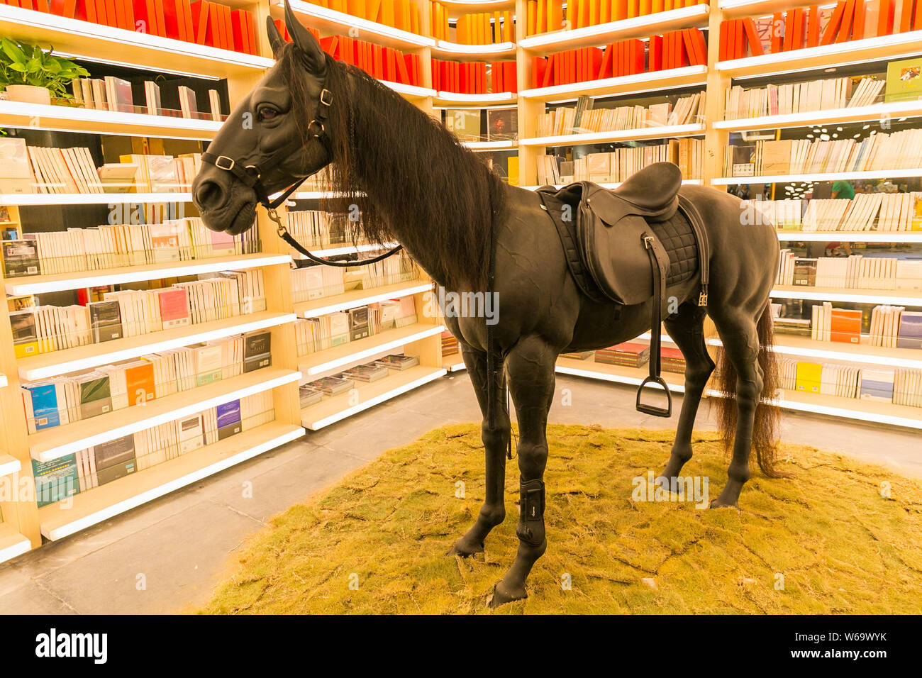 Una mostra è raffigurato a Yan Ji si bookstore progettato da Hong Kong designer Kyle Chan a K11 nella città di Guangzhou, a sud della Cina di Guangdong provi Foto Stock