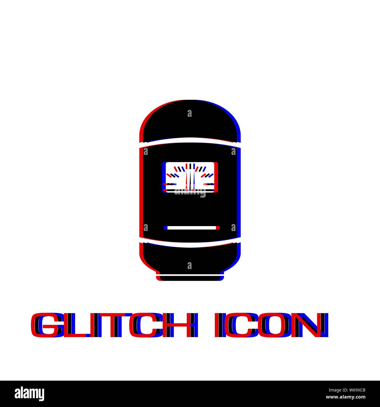 Icona di caldaia piatta. Pittogramma di semplice - effetto di glitch. Illustrazione Vettoriale simbolo Illustrazione Vettoriale
