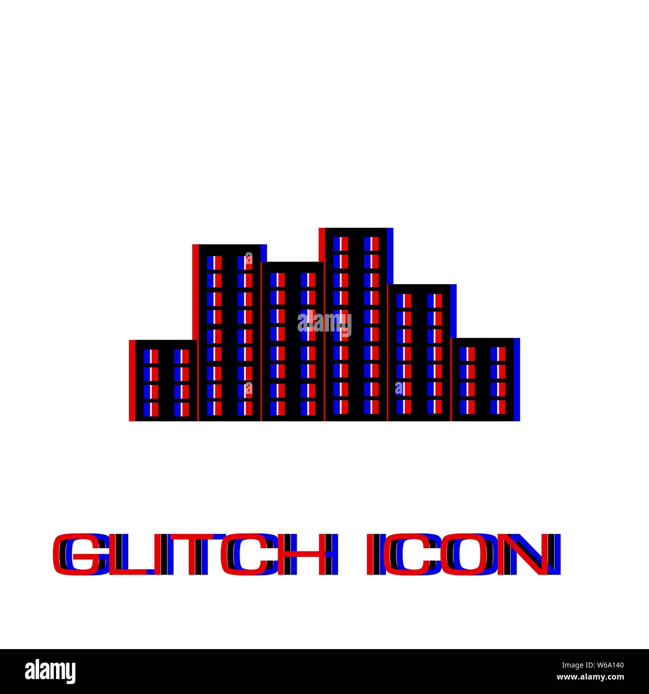 Attività icona centrale piana. Pittogramma di semplice - effetto di glitch. Illustrazione Vettoriale simbolo Illustrazione Vettoriale