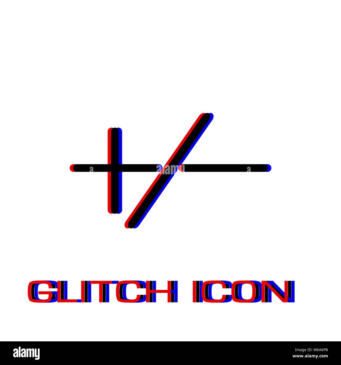 Più o meno piatto icona. Pittogramma di semplice - effetto di glitch. Illustrazione Vettoriale simbolo Illustrazione Vettoriale