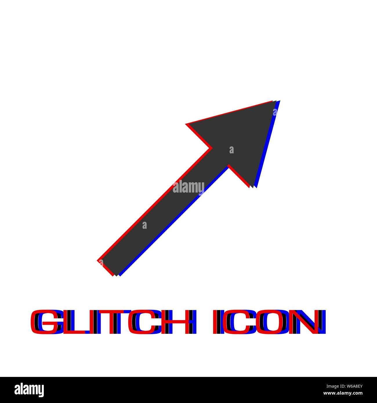 Icona a forma di freccia piatta. Pittogramma di semplice - effetto di glitch. Illustrazione Vettoriale simbolo Illustrazione Vettoriale