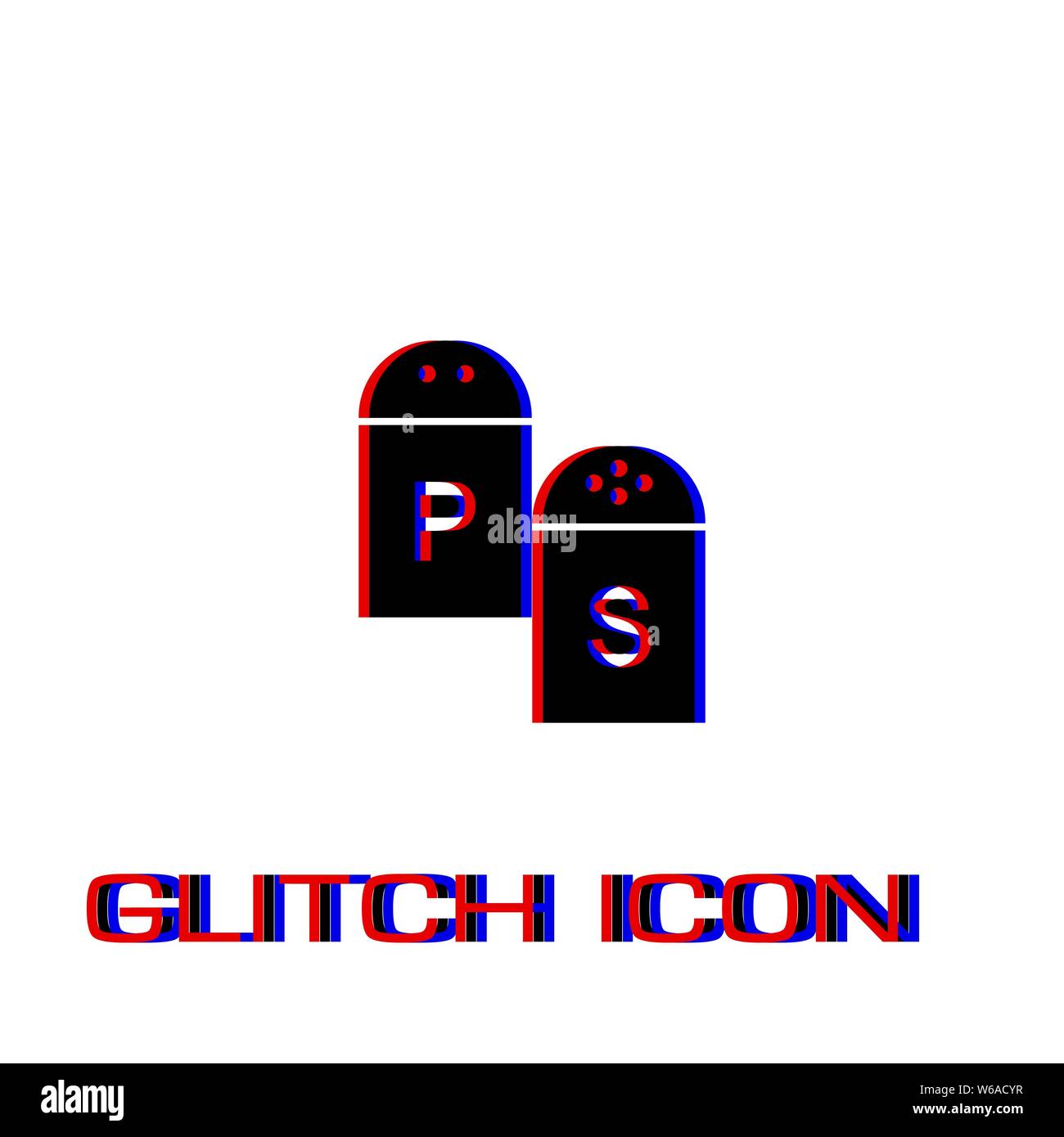Sale e pepe piatto icona. Pittogramma di semplice - effetto di glitch. Illustrazione Vettoriale simbolo Illustrazione Vettoriale