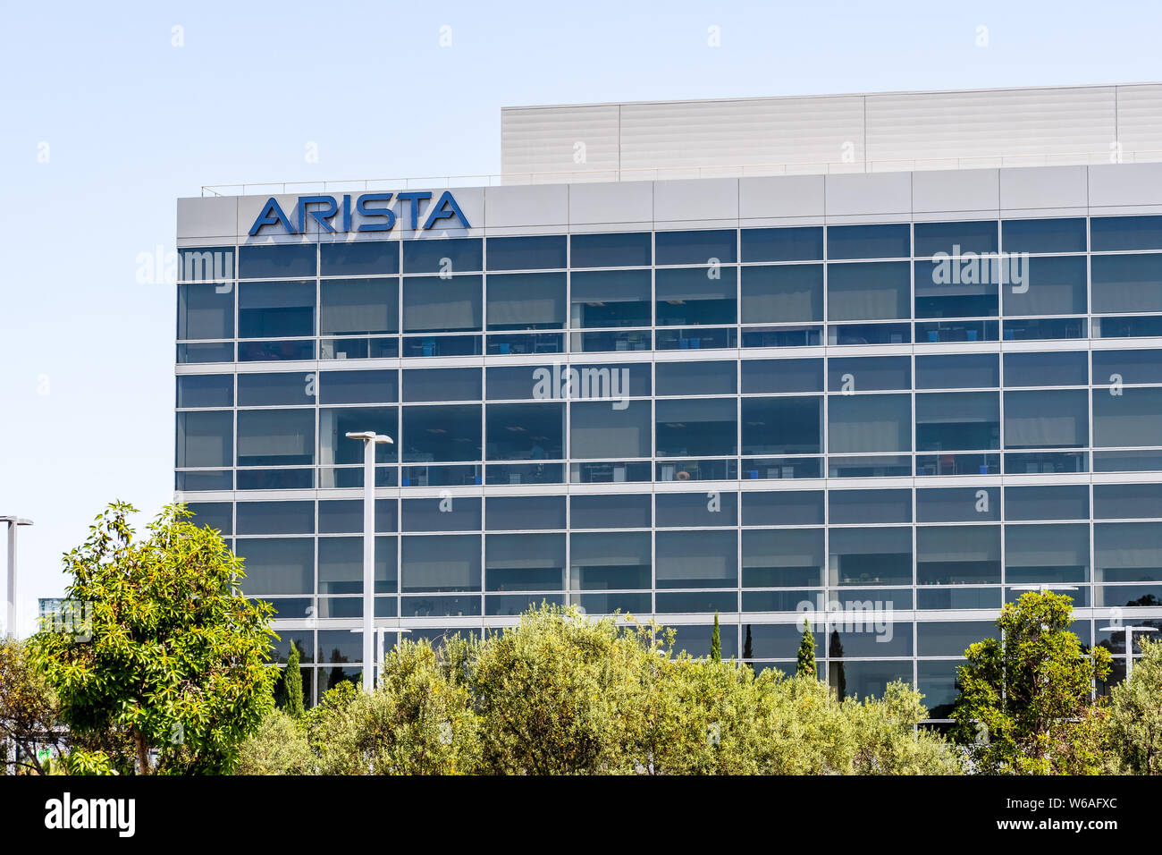 Luglio 30, 2019 Santa Clara / CA / STATI UNITI D'AMERICA - Arista Networks (precedentemente Arastra) è un computer di rete di società con sede nella Silicon Valley; il comp Foto Stock