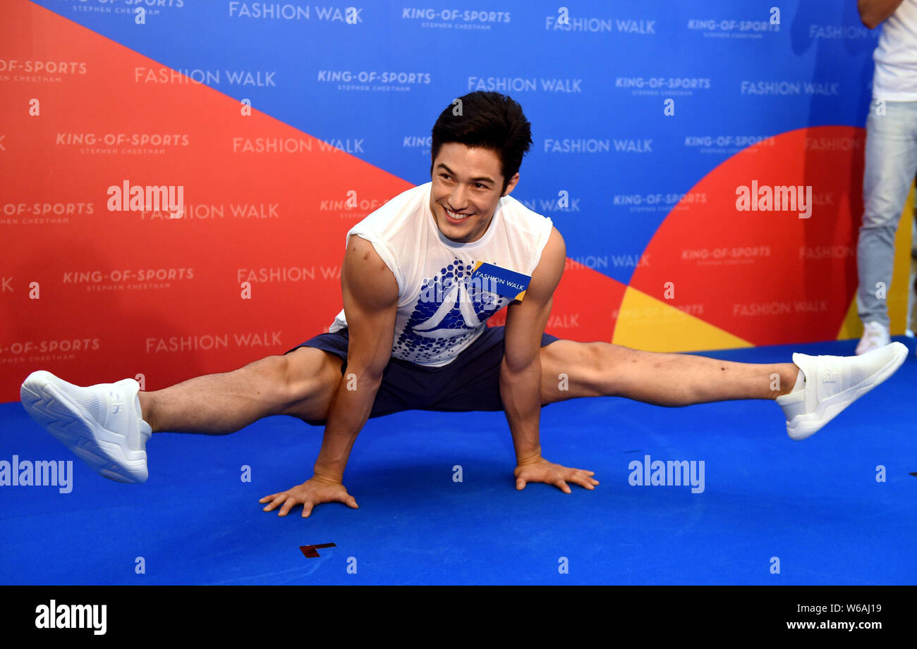 Artista brasiliano ginnasta Arthur Mariano assiste il 'Fashion a piedi re di Sport' evento in Hong Kong, Cina, 13 giugno 2018. Foto Stock