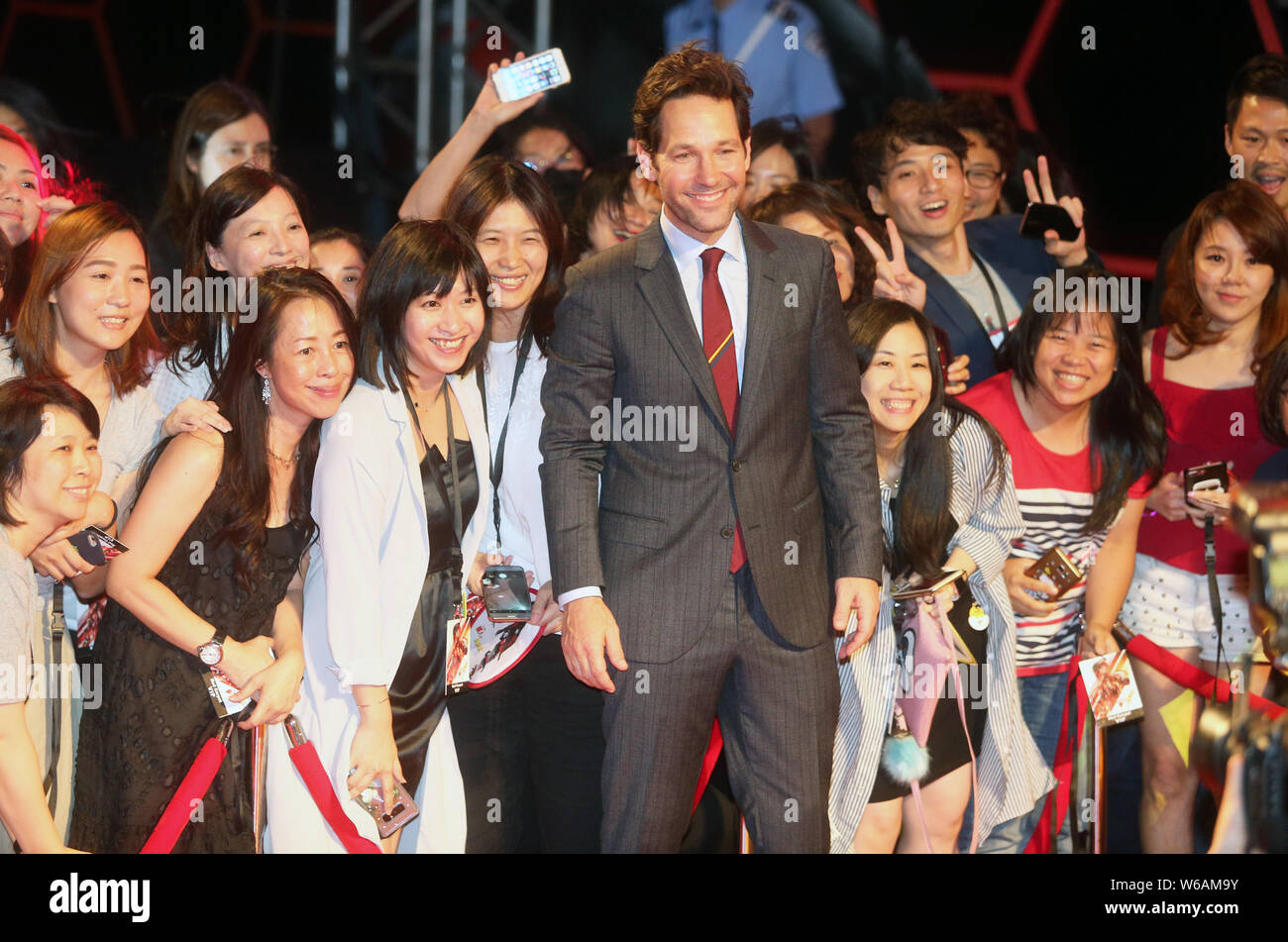 **TAIWAN OUT * * attore americano Paul Rudd arriva sul tappeto rosso per la premiere evento del nuovo film "Ant-Man e Wasp' a Taipei, Taiwan, 13 Foto Stock