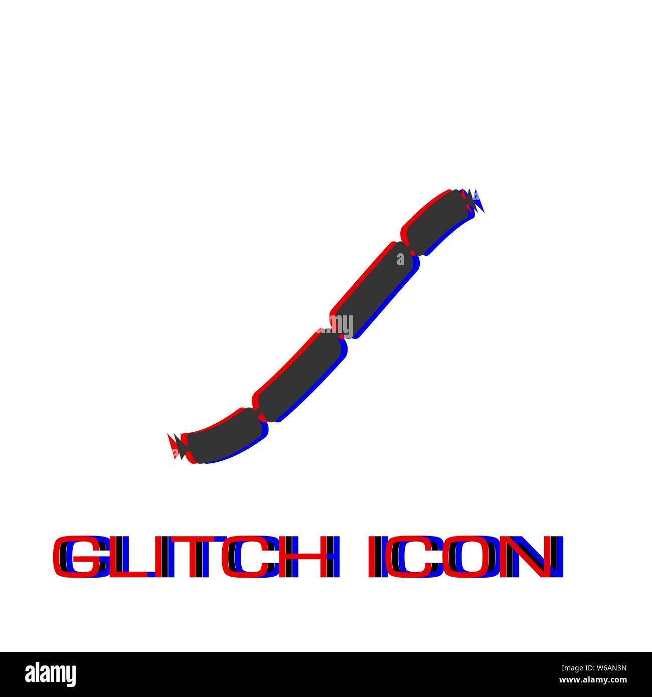 Salsiccia di maiale icona catena piana. Pittogramma di semplice - effetto di glitch. Illustrazione Vettoriale simbolo Illustrazione Vettoriale