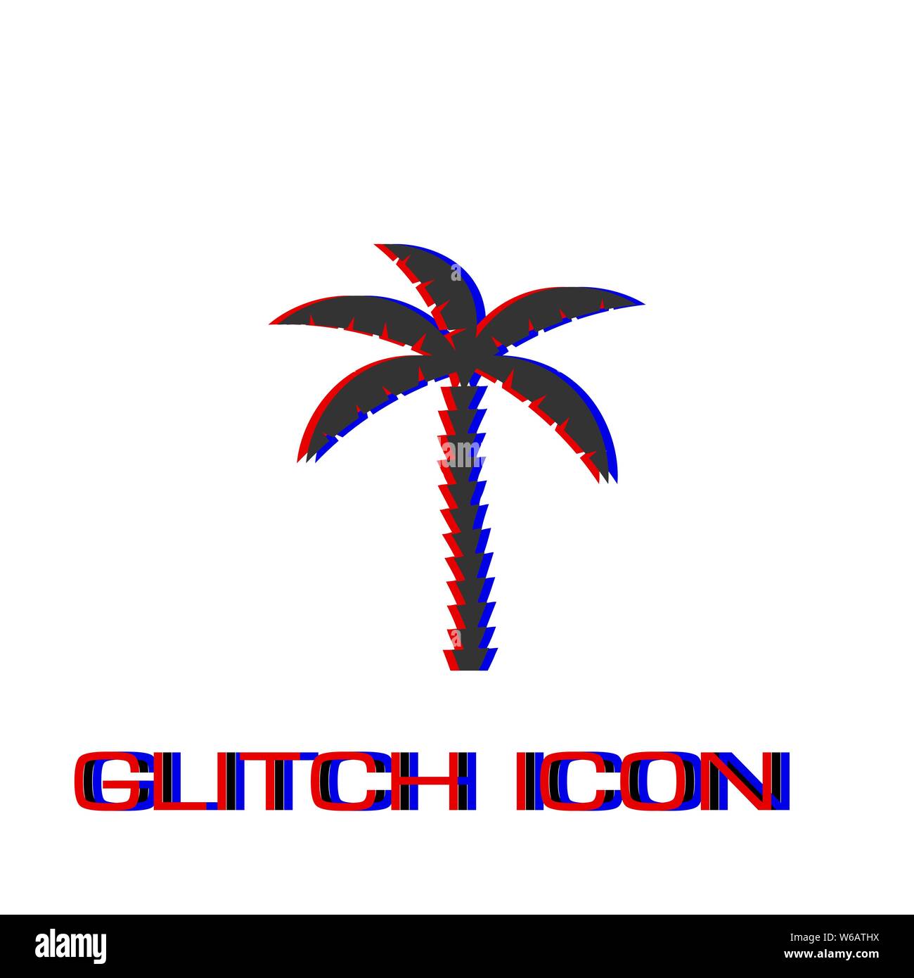 Palma da cocco icona della struttura piana. Pittogramma di semplice - effetto di glitch. Illustrazione Vettoriale simbolo Illustrazione Vettoriale