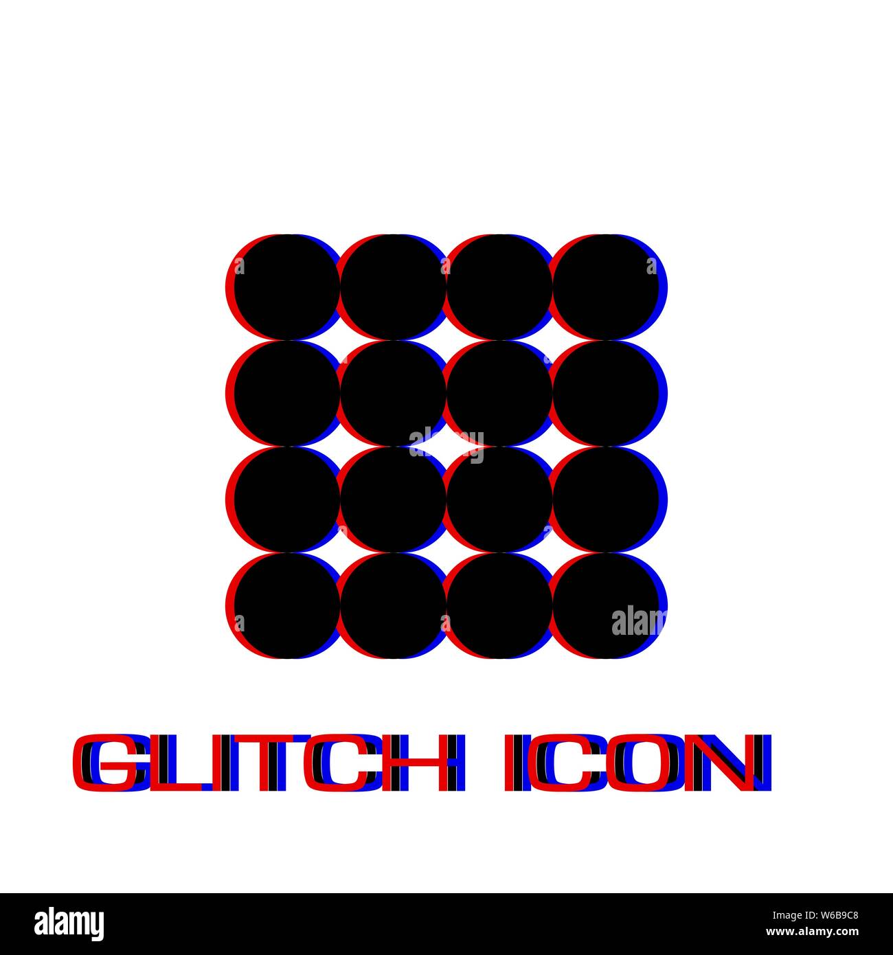 Palline magnetiche icona piatta. Pittogramma di semplice - effetto di glitch. Illustrazione Vettoriale simbolo Illustrazione Vettoriale