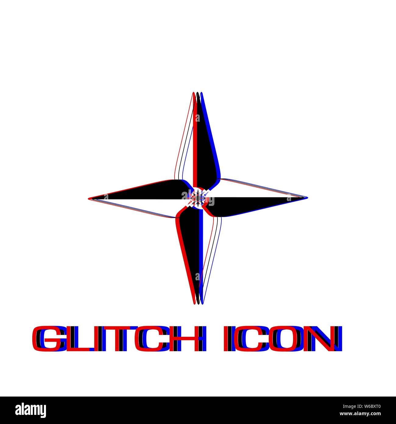 Rosa dei Venti icona piatta. Pittogramma di semplice - effetto di glitch. Illustrazione Vettoriale simbolo Illustrazione Vettoriale