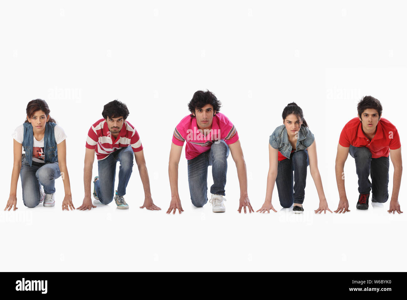 Guide di scorrimento in posizione di partenza Foto Stock