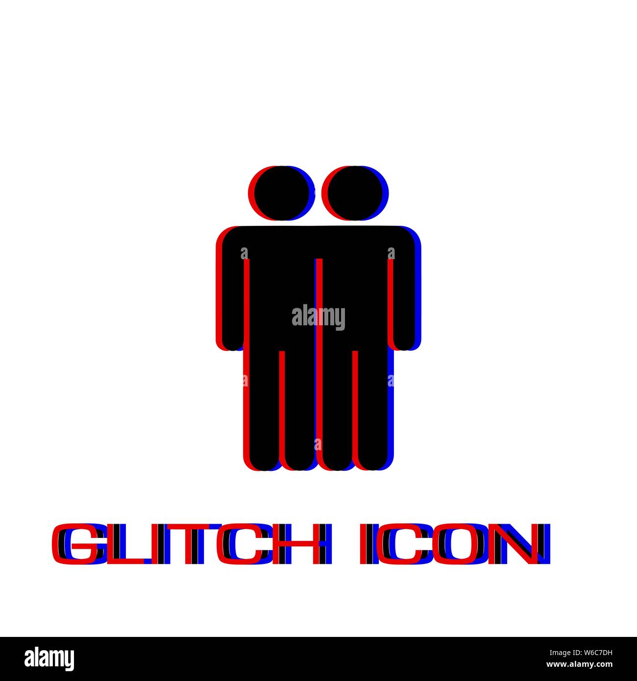 Migliori amici icona piatta. Pittogramma di semplice - effetto di glitch. Illustrazione Vettoriale simbolo Illustrazione Vettoriale