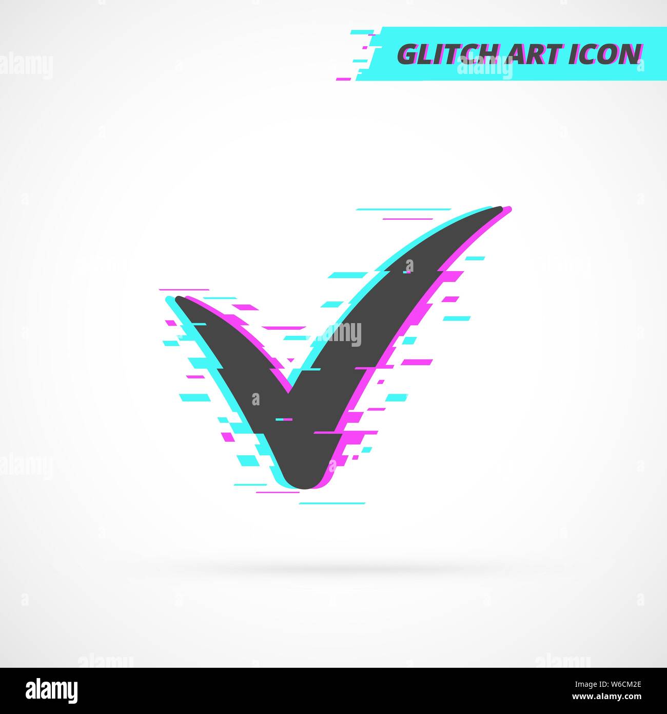 Controllare Glitch arte icona Vettore. Segno di spunta Flat accettare segno. Illustrazione Vettoriale