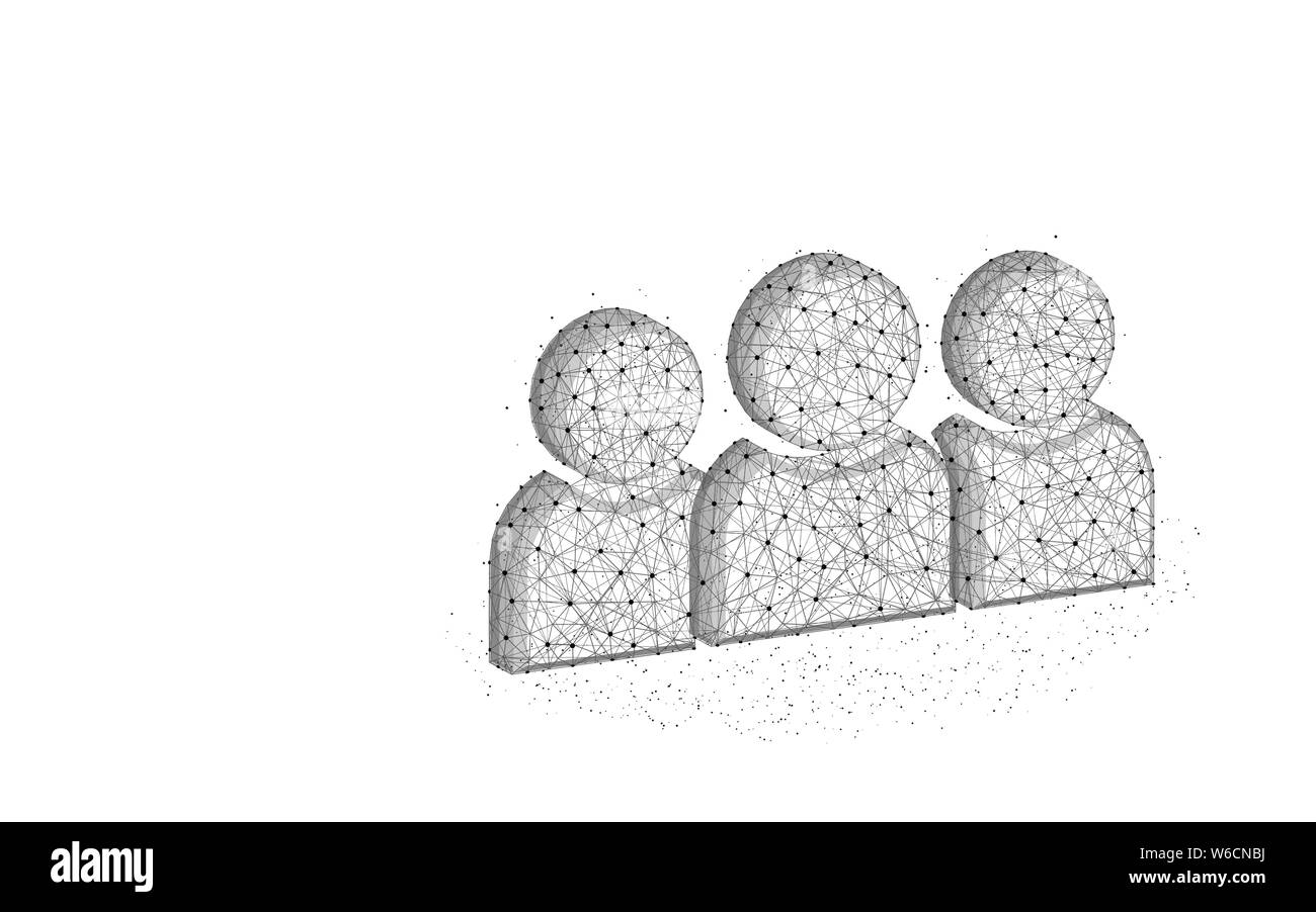 Gruppo di persone a basso poli design, team di sviluppo geometrico astratto immagine, utenti wireframe simbolo mesh poligonale illustrazione vettoriale realizzata da punti Illustrazione Vettoriale
