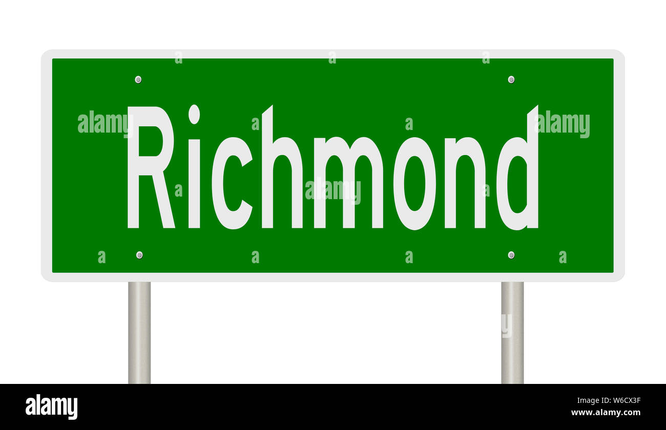 Il rendering di un verde autostrada segno per Richmond Foto Stock