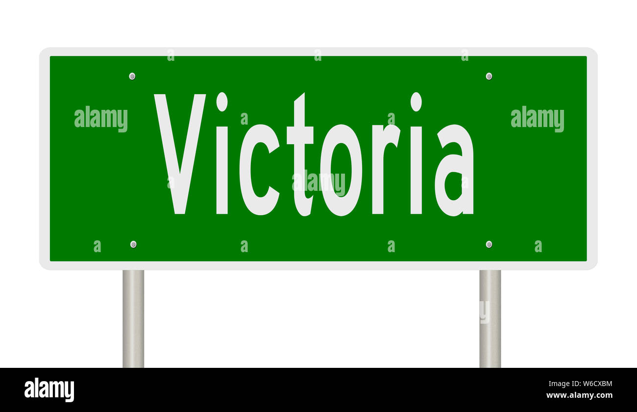 Il rendering di un verde autostrada segno per Victoria Foto Stock