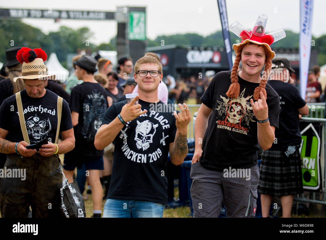 Wacken, Germania. 31 Luglio, 2019. Wacken, Germania 01.08. - 03.08.2019: Wacken Open Air - WAO - Festival 2019 visitatori, caratteristica/simbolo/Symbolfoto/caratteristica/Detail/| utilizzo del credito in tutto il mondo: dpa/Alamy Live News Foto Stock