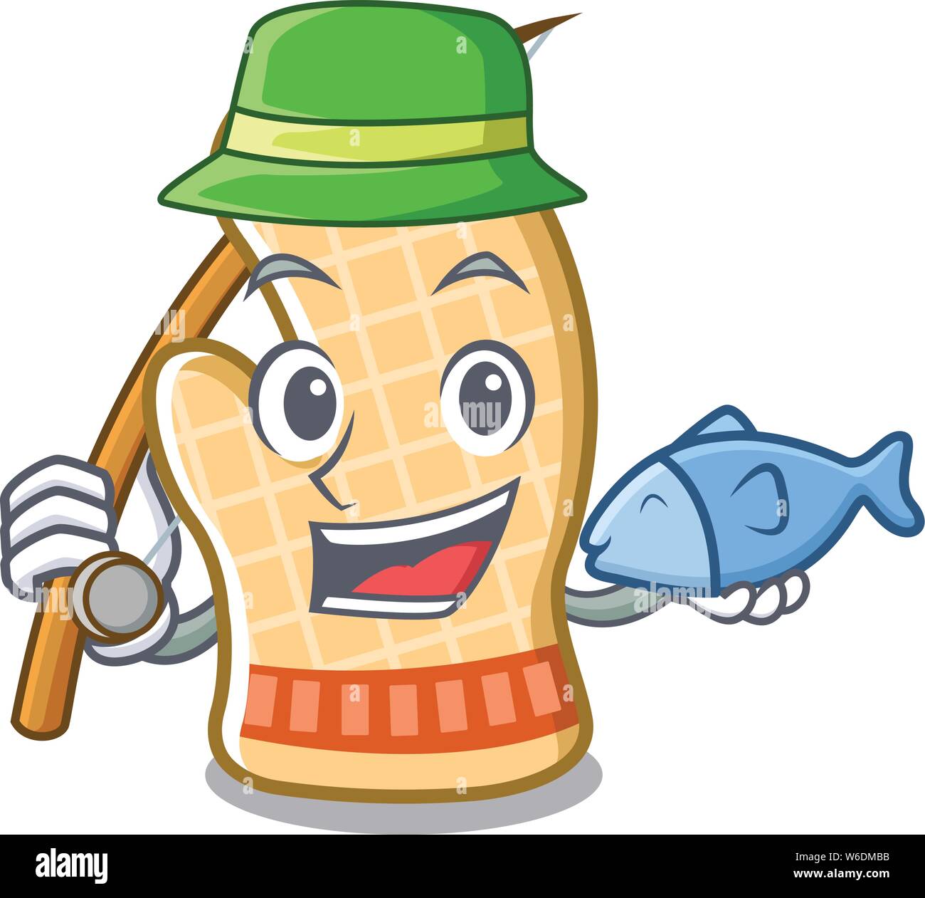 Pesca guanto forno isolate in charcater Illustrazione Vettoriale