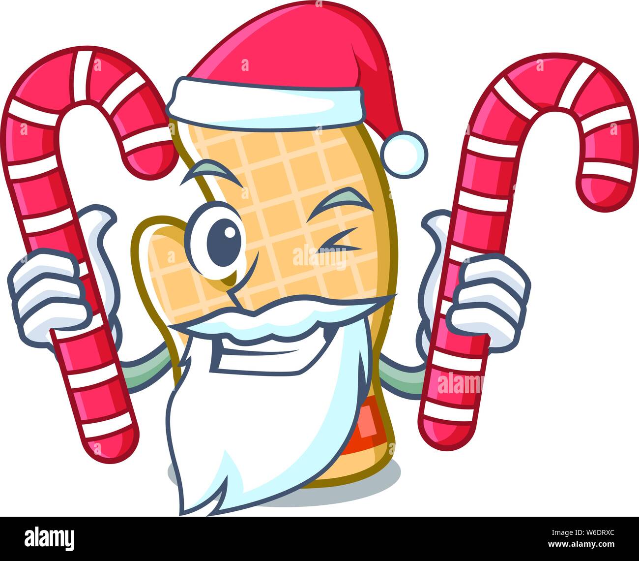 Santa con la caramella guanti da forno su un ripiano cartoon Illustrazione Vettoriale
