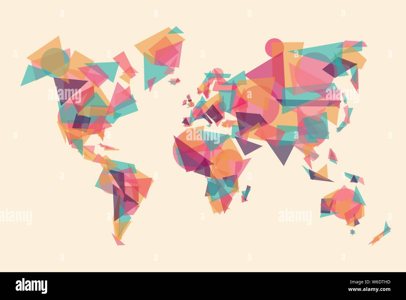 Abstract mappa Mondo illustrazione di colorato trasparente di forme geometriche. Pianeta Terra realizzati con triangoli e cerchi su sfondo isolato. Illustrazione Vettoriale Abstract mappa Mondo illustrazione di colorato trasparente di forme geometriche. Pianeta Terra realizzati con triangoli e cerchi su sfondo isolato. Illustrazione Vettoriale