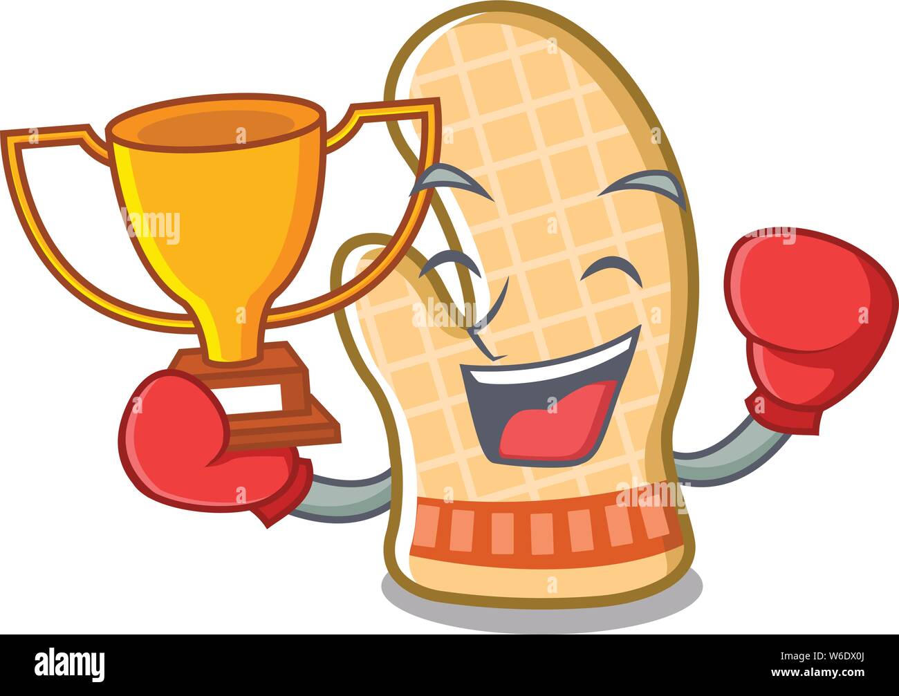 Il pugilato vincitore guanti da forno su un ripiano cartoon Illustrazione Vettoriale