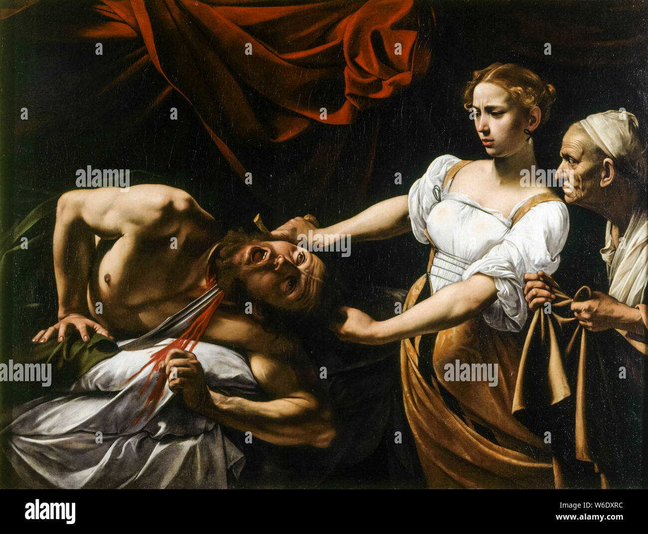 Caravaggio, pittura barocca, Judith Beheading Holofernes, circa 1599 Foto Stock