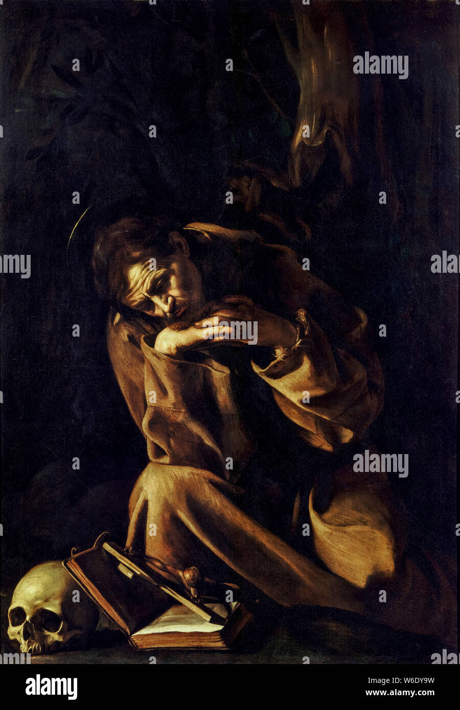 Caravaggio - San Francesco in meditazione, pittura, 1604-1610 Foto Stock
