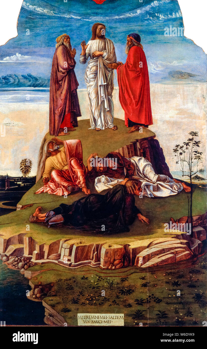 Giovanni Bellini, la pittura, la trasfigurazione di Cristo, 1455-1457 Foto Stock
