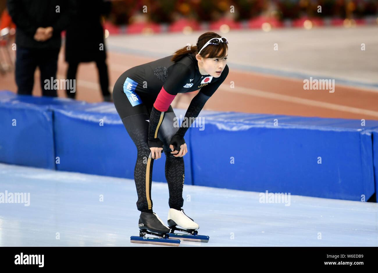 Arisa vai di Giappone compete in campo femminile 500m partita finale durante il 2018 ISU WORLD Sprint pattinaggio di velocità campionati in Changchun city, nordest C Foto Stock