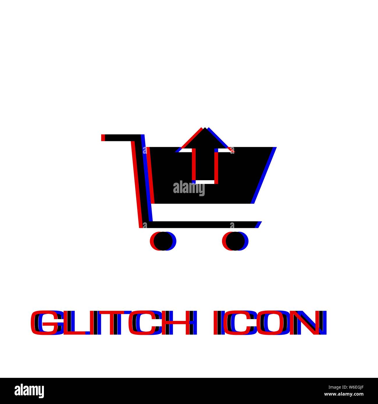 Rimuovere icona del carrello piatto. Pittogramma di semplice - effetto di glitch. Illustrazione Vettoriale simbolo Illustrazione Vettoriale