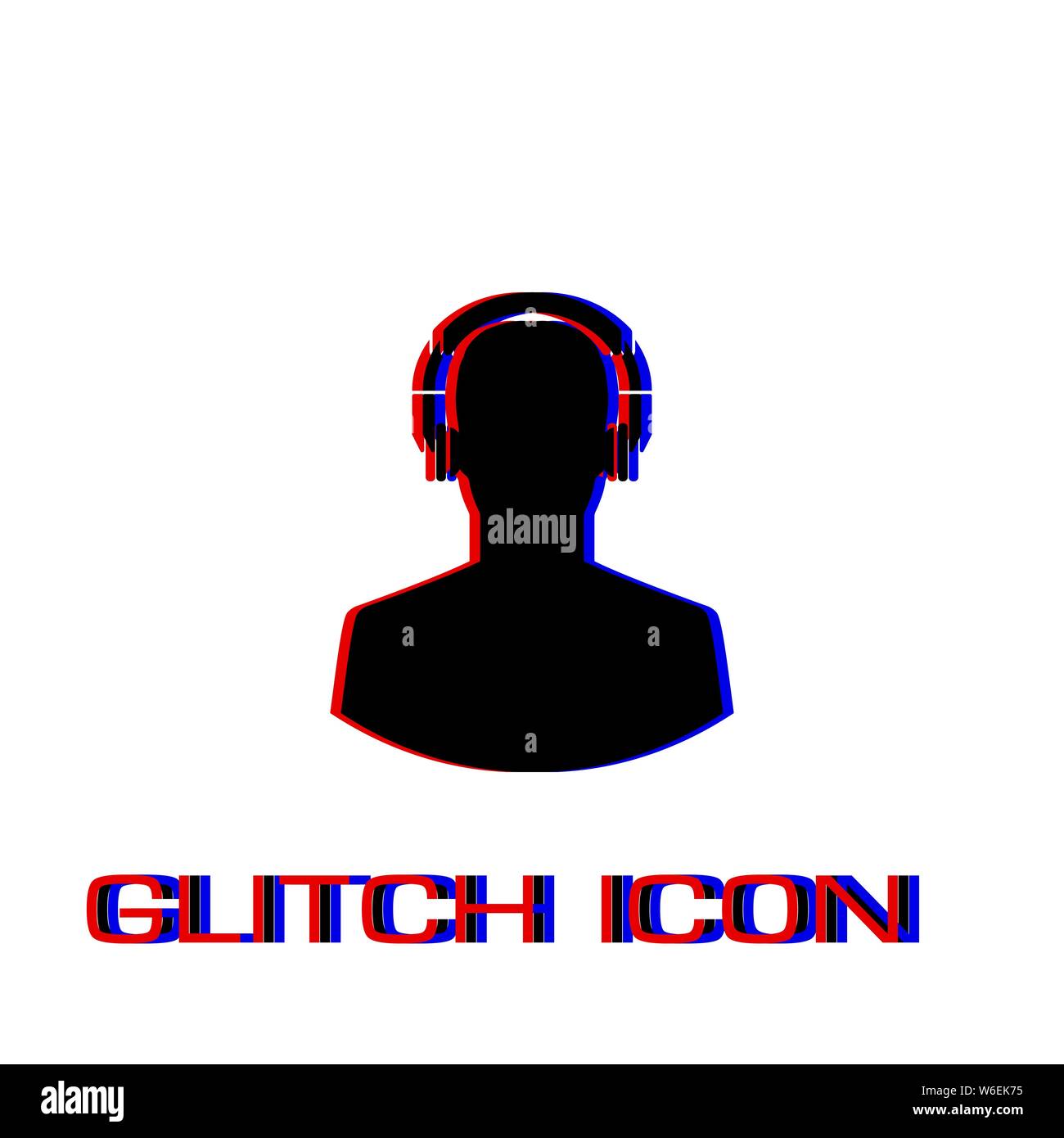 Icona Meloman piatta. Pittogramma di semplice - effetto di glitch. Illustrazione Vettoriale simbolo Illustrazione Vettoriale