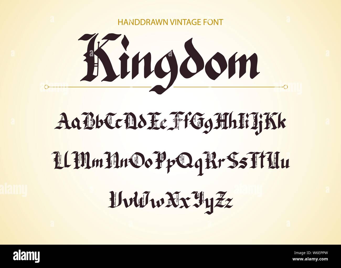 Blackletter script gotico disegnati a mano font. Decorazione in stile vintage lettere. Illustrazione Vettoriale